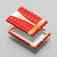 Armenian Traditional Red Canvas Wall Art with Gold Cross Pattern and Flag Crest - Wonder Print Shop