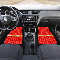Armenian Traditional Red Car Mats with Gold Cross Pattern and Flag Crest - Wonder Print Shop