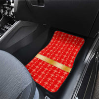 Armenian Traditional Red Car Mats with Gold Cross Pattern and Flag Crest - Wonder Print Shop