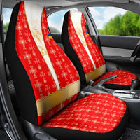 Armenian Traditional Red Car Seat Cover with Gold Cross Pattern and Flag Crest - Wonder Print Shop