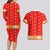 Armenian Traditional Red Couples Matching Long Sleeve Bodycon Dress and Hawaiian Shirt with Gold Cross Pattern and Flag Crest - Wonder Print Shop
