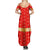 Armenian Traditional Red Family Matching Summer Maxi Dress and Hawaiian Shirt with Gold Cross Pattern and Flag Crest - Wonder Print Shop
