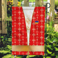 Armenian Traditional Red Garden Flag with Gold Cross Pattern and Flag Crest - Wonder Print Shop