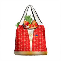 Armenian Traditional Red Grocery Bag with Gold Cross Pattern and Flag Crest - Wonder Print Shop