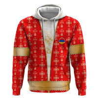 Armenian Traditional Red Hoodie with Gold Cross Pattern and Flag Crest - Wonder Print Shop