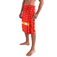 Armenian Traditional Red Lavalava with Gold Cross Pattern and Flag Crest - Wonder Print Shop