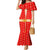 Armenian Traditional Red Mermaid Dress with Gold Cross Pattern and Flag Crest - Wonder Print Shop