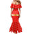 Armenian Traditional Red Mermaid Dress with Gold Cross Pattern and Flag Crest - Wonder Print Shop