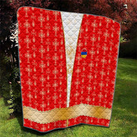 Armenian Traditional Red Quilt with Gold Cross Pattern and Flag Crest - Wonder Print Shop