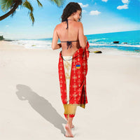 Armenian Traditional Red Sarong with Gold Cross Pattern and Flag Crest - Wonder Print Shop