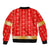 Armenian Traditional Red Sleeve Zip Bomber Jacket with Gold Cross Pattern and Flag Crest - Wonder Print Shop