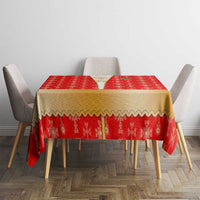 Armenian Traditional Red Tablecloth with Gold Cross Pattern and Flag Crest - Wonder Print Shop