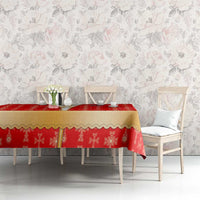 Armenian Traditional Red Tablecloth with Gold Cross Pattern and Flag Crest - Wonder Print Shop