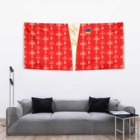 Armenian Traditional Red Tapestry with Gold Cross Pattern and Flag Crest - Wonder Print Shop
