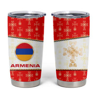 Armenian Traditional Red Tumbler Cup with Gold Cross Pattern and Flag Crest - Wonder Print Shop