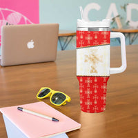 Armenian Traditional Red Tumbler With Handle with Gold Cross Pattern and Flag Crest - Wonder Print Shop