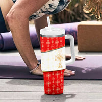 Armenian Traditional Red Tumbler With Handle with Gold Cross Pattern and Flag Crest - Wonder Print Shop