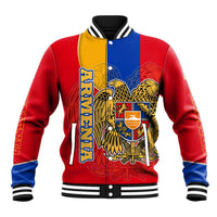 Armenia Flag Baseball Jacket with National Coat of Arms and Map Design - Wonder Print Shop