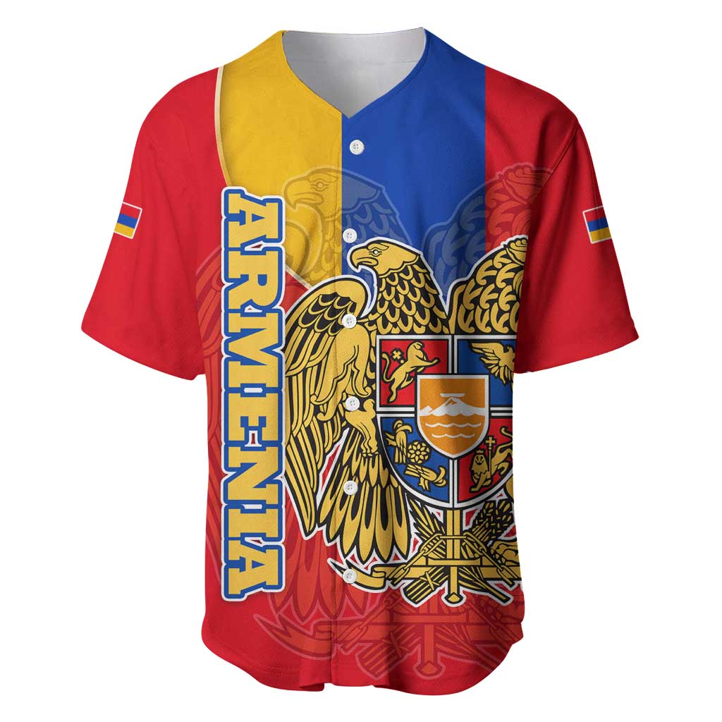Armenia Flag Baseball Jersey with National Coat of Arms and Map Design - Wonder Print Shop