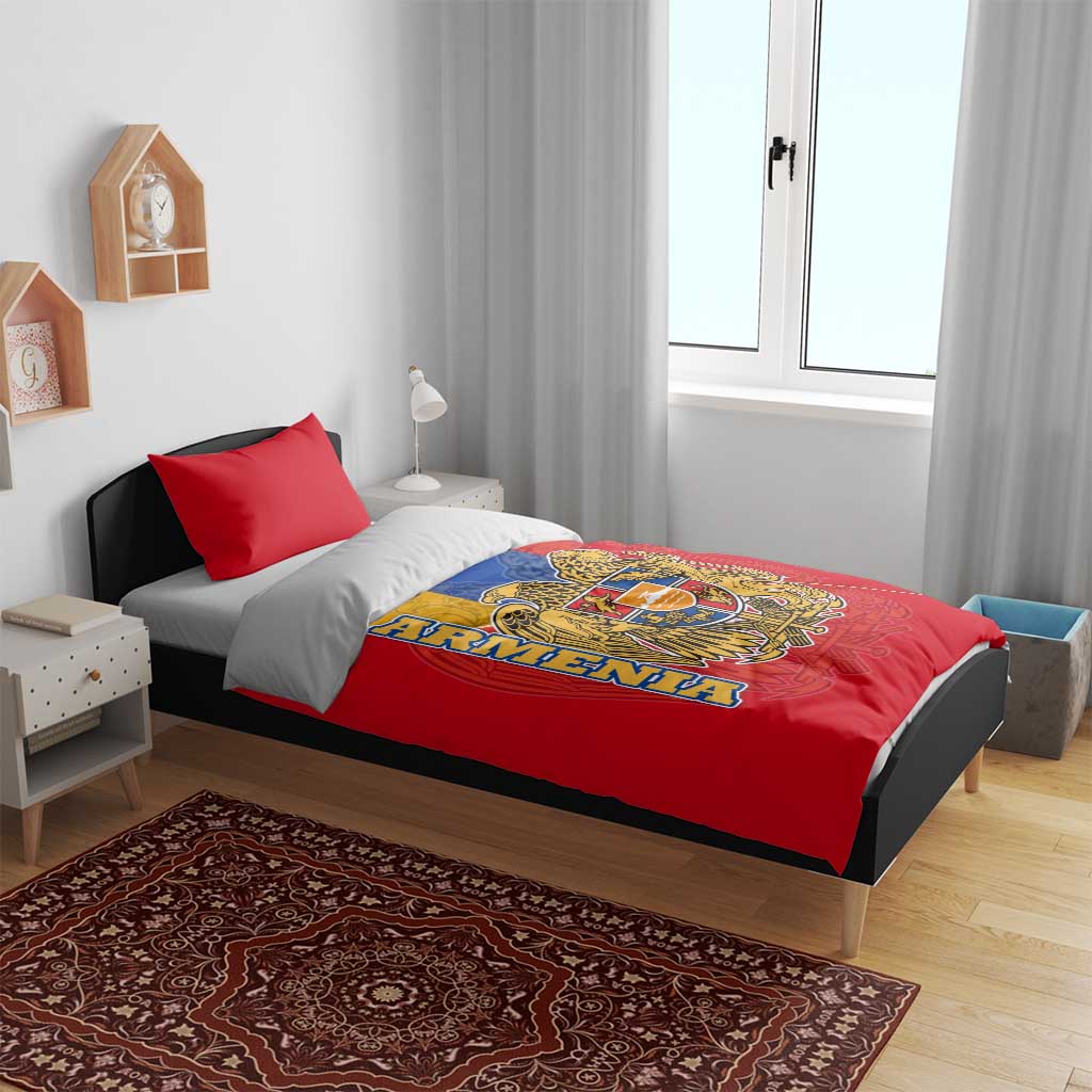 Armenia Flag Bedding Set with National Coat of Arms and Map Design - Wonder Print Shop