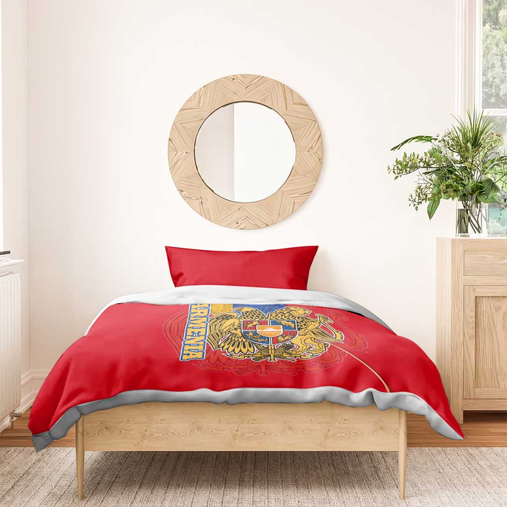 Armenia Flag Bedding Set with National Coat of Arms and Map Design - Wonder Print Shop