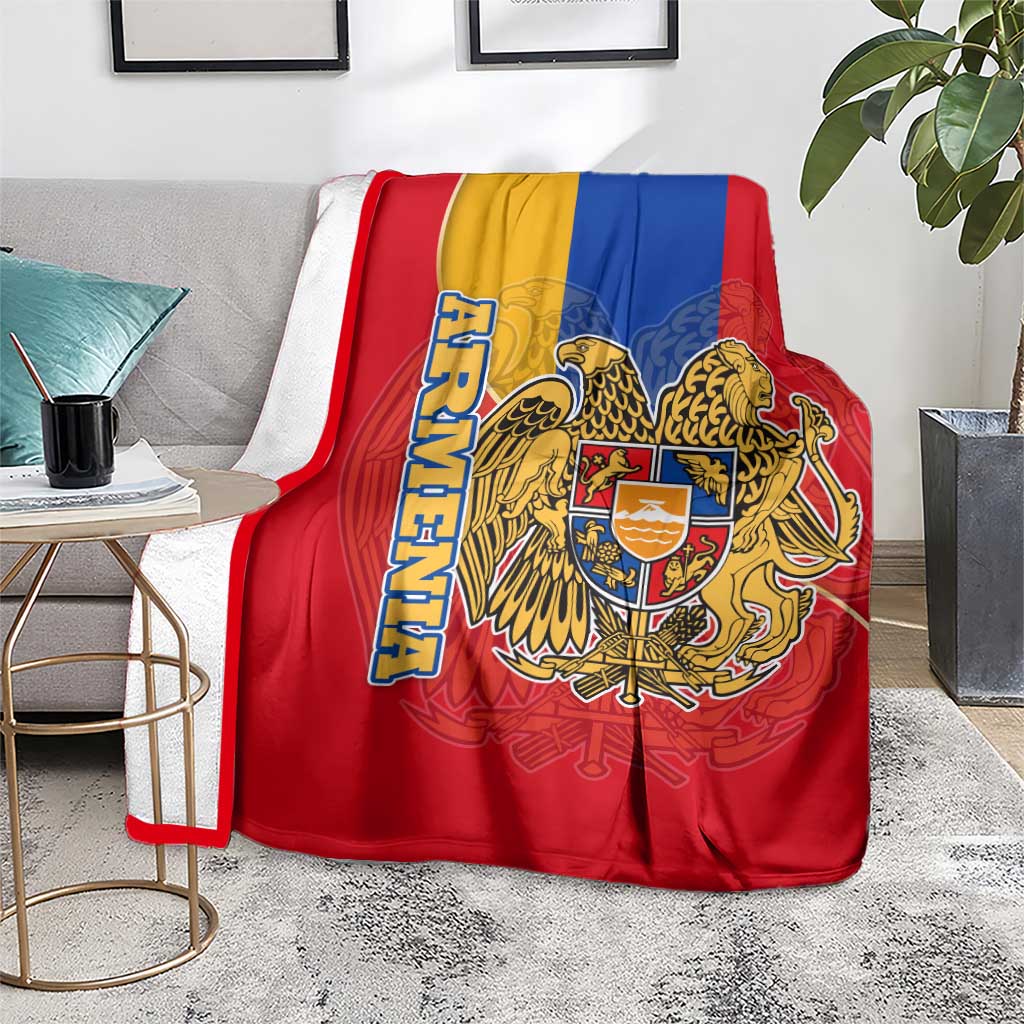 Armenia Flag Blanket with National Coat of Arms and Map Design - Wonder Print Shop
