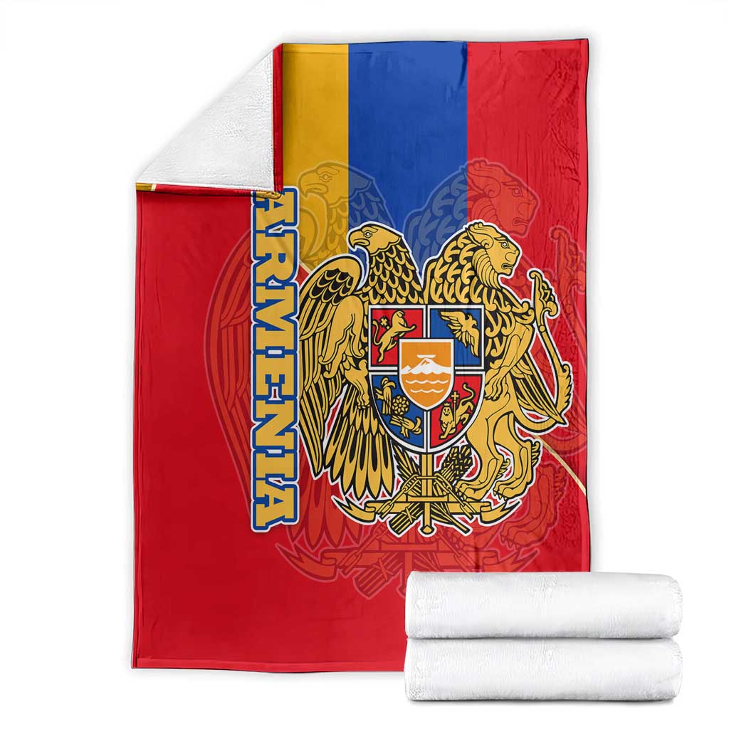 Armenia Flag Blanket with National Coat of Arms and Map Design - Wonder Print Shop