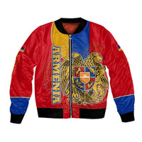 Armenia Flag Bomber Jacket with National Coat of Arms and Map Design - Wonder Print Shop