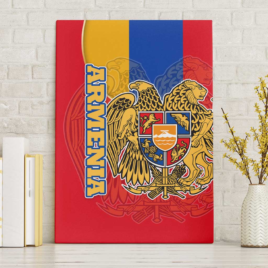 Armenia Flag Canvas Wall Art with National Coat of Arms and Map Design - Wonder Print Shop