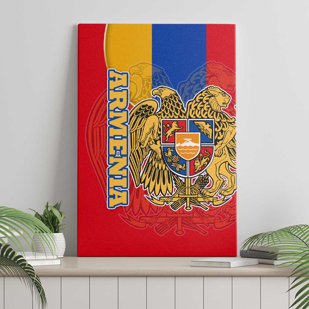 Armenia Flag Canvas Wall Art with National Coat of Arms and Map Design - Wonder Print Shop