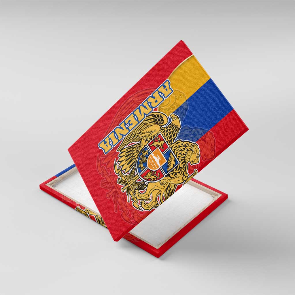 Armenia Flag Canvas Wall Art with National Coat of Arms and Map Design - Wonder Print Shop