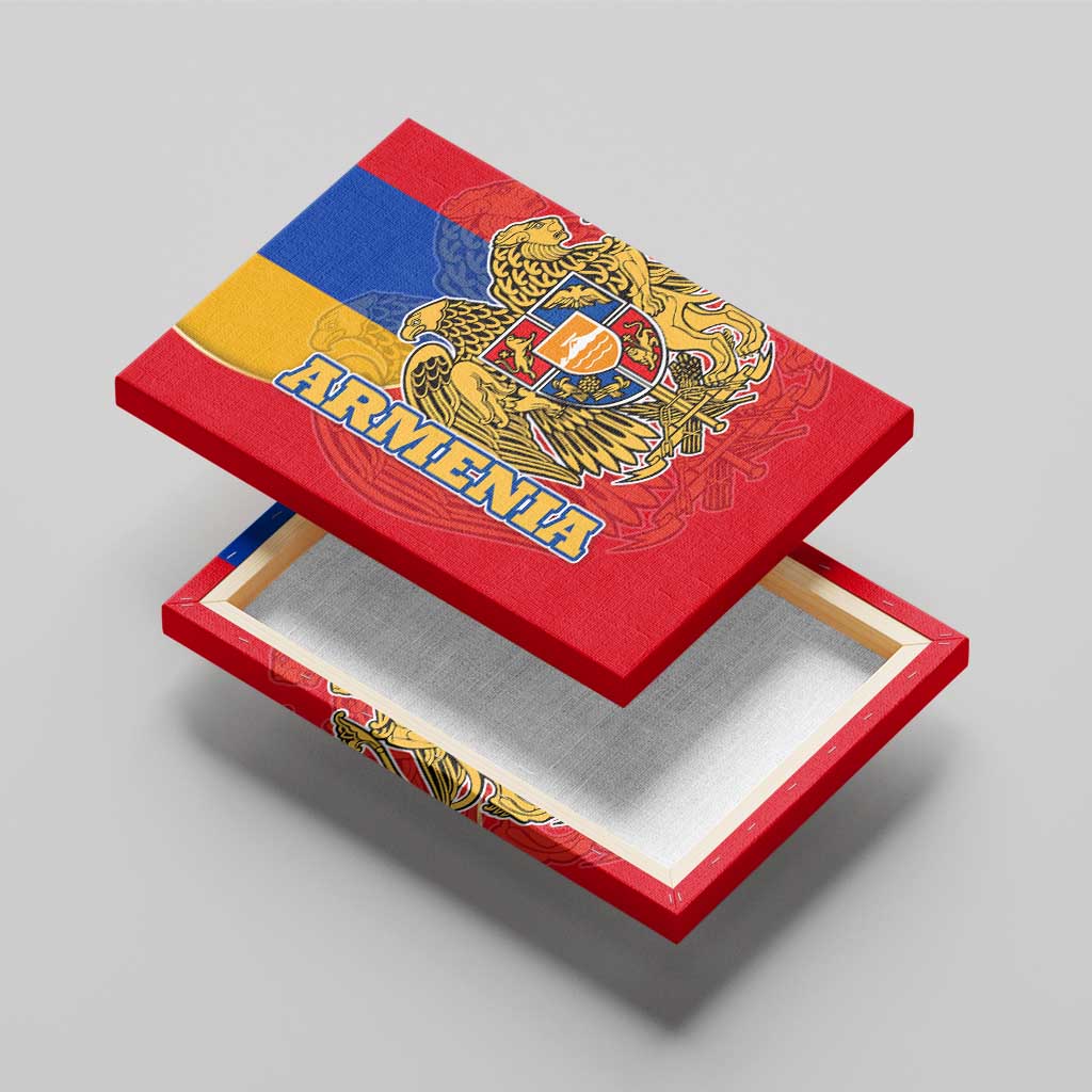 Armenia Flag Canvas Wall Art with National Coat of Arms and Map Design - Wonder Print Shop
