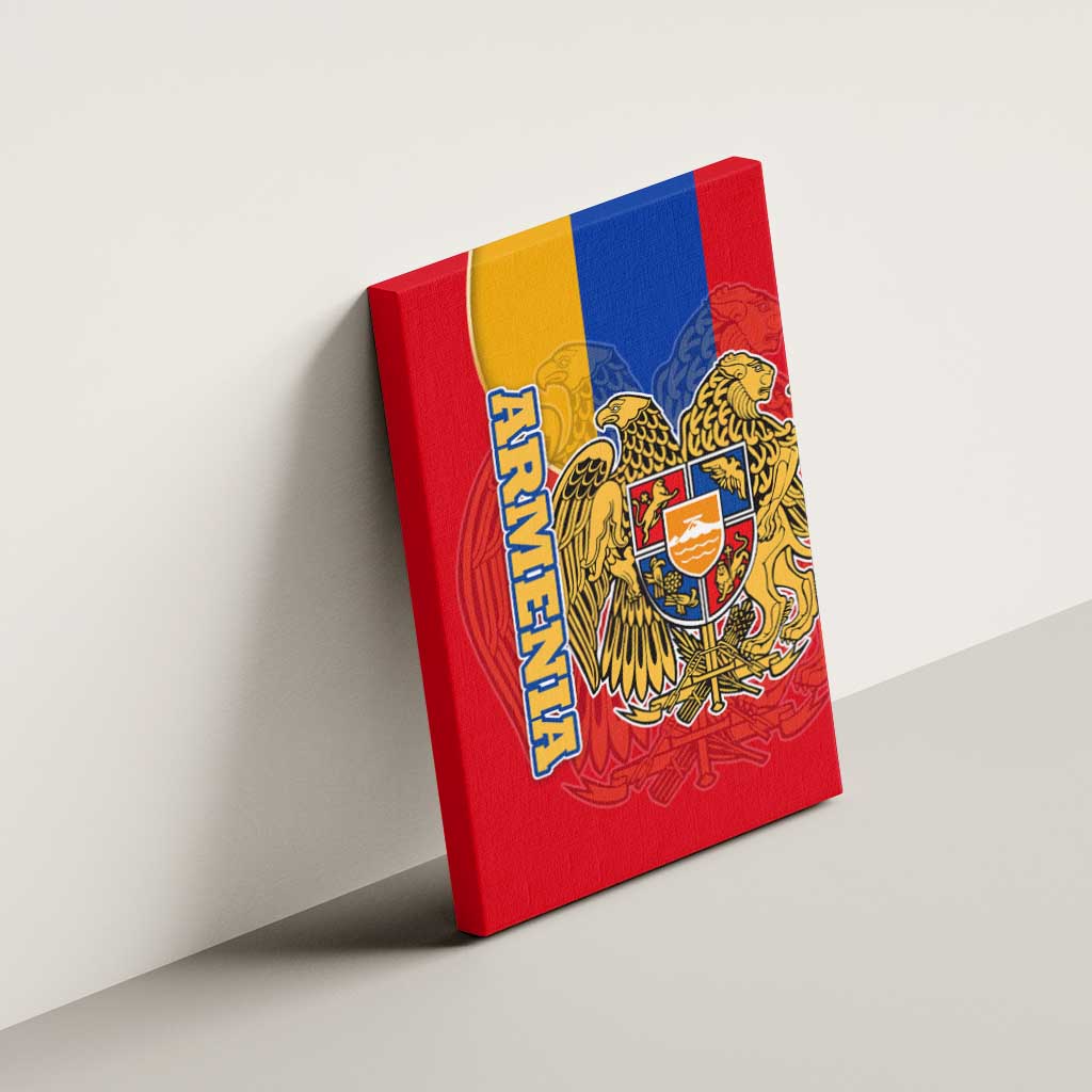 Armenia Flag Canvas Wall Art with National Coat of Arms and Map Design - Wonder Print Shop