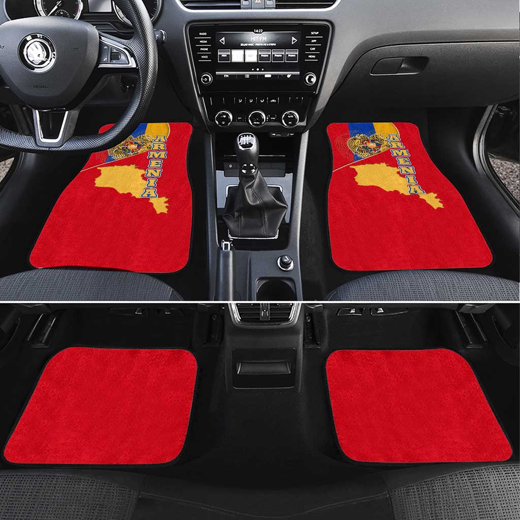 Armenia Flag Car Mats with National Coat of Arms and Map Design - Wonder Print Shop