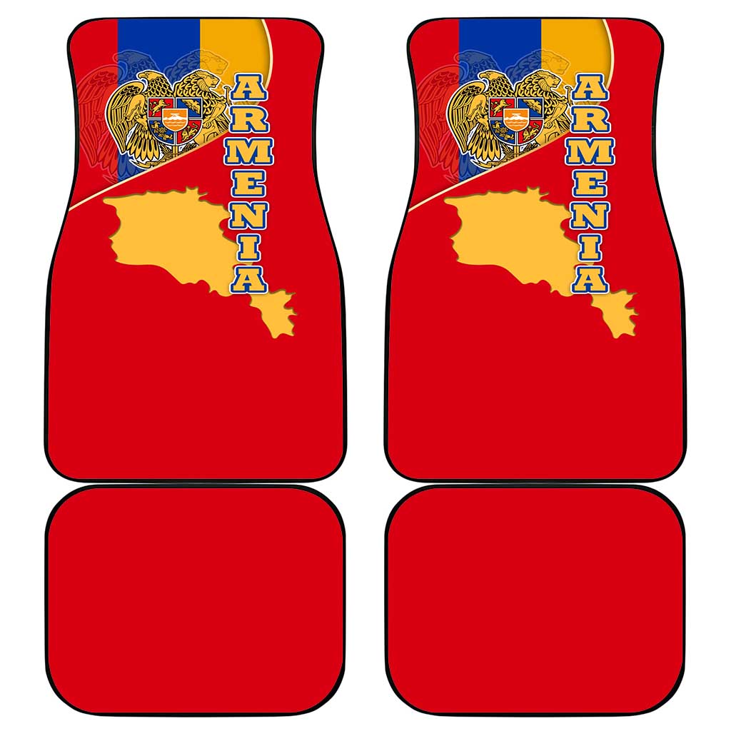 Armenia Flag Car Mats with National Coat of Arms and Map Design - Wonder Print Shop