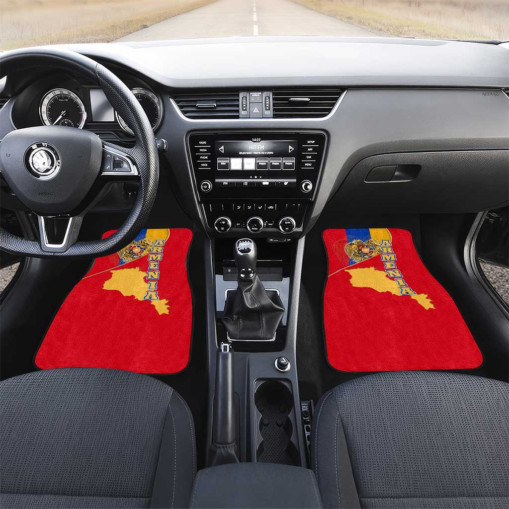 Armenia Flag Car Mats with National Coat of Arms and Map Design - Wonder Print Shop