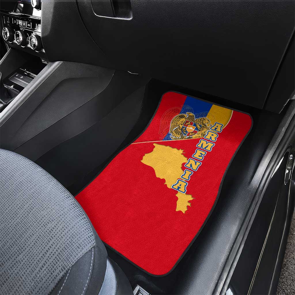 Armenia Flag Car Mats with National Coat of Arms and Map Design - Wonder Print Shop