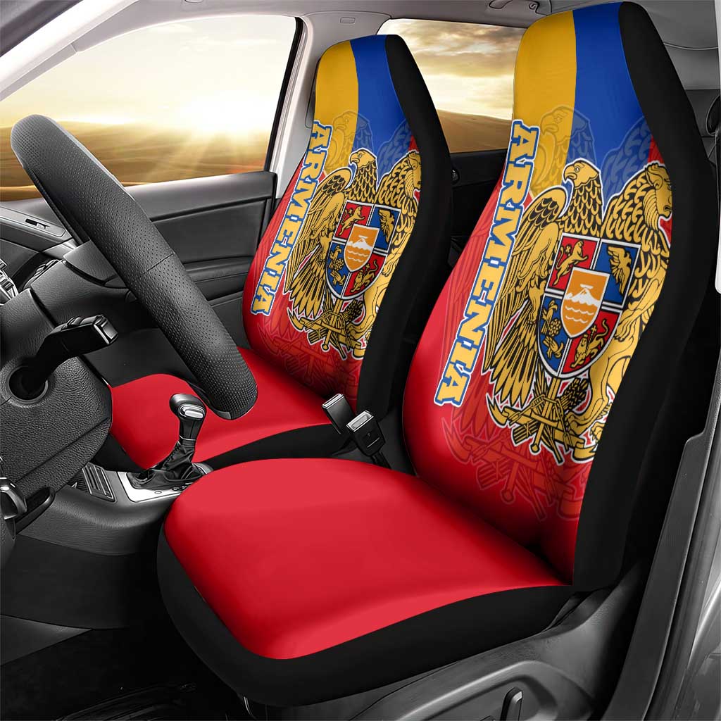 Armenia Flag Car Seat Cover with National Coat of Arms and Map Design - Wonder Print Shop