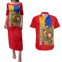 Armenia Flag Couples Matching Puletasi and Hawaiian Shirt with National Coat of Arms and Map Design - Wonder Print Shop