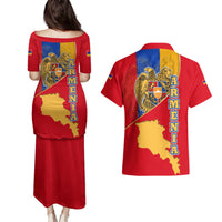 Armenia Flag Couples Matching Puletasi and Hawaiian Shirt with National Coat of Arms and Map Design - Wonder Print Shop