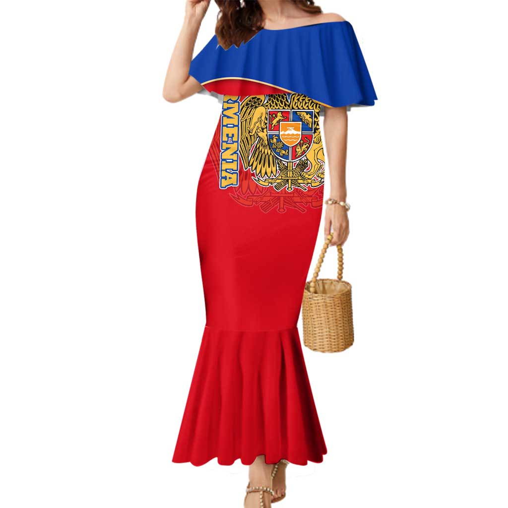 Armenia Flag Family Matching Mermaid Dress and Hawaiian Shirt with National Coat of Arms and Map Design - Wonder Print Shop
