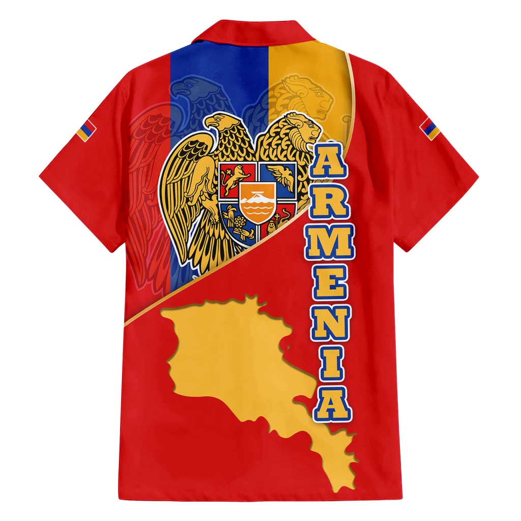 Armenia Flag Family Matching Off Shoulder Short Dress and Hawaiian Shirt with National Coat of Arms and Map Design - Wonder Print Shop