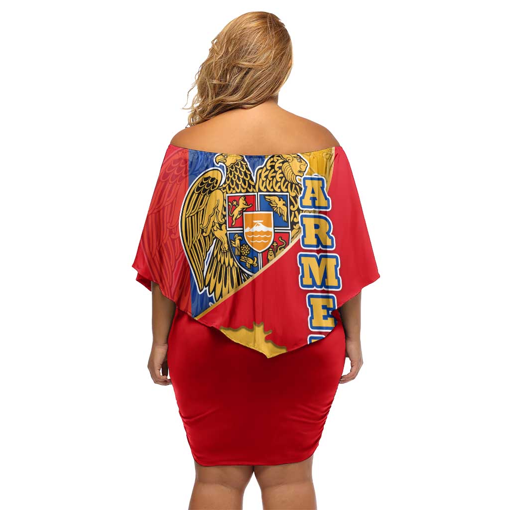 Armenia Flag Family Matching Off Shoulder Short Dress and Hawaiian Shirt with National Coat of Arms and Map Design - Wonder Print Shop
