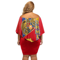 Armenia Flag Family Matching Off Shoulder Short Dress and Hawaiian Shirt with National Coat of Arms and Map Design - Wonder Print Shop