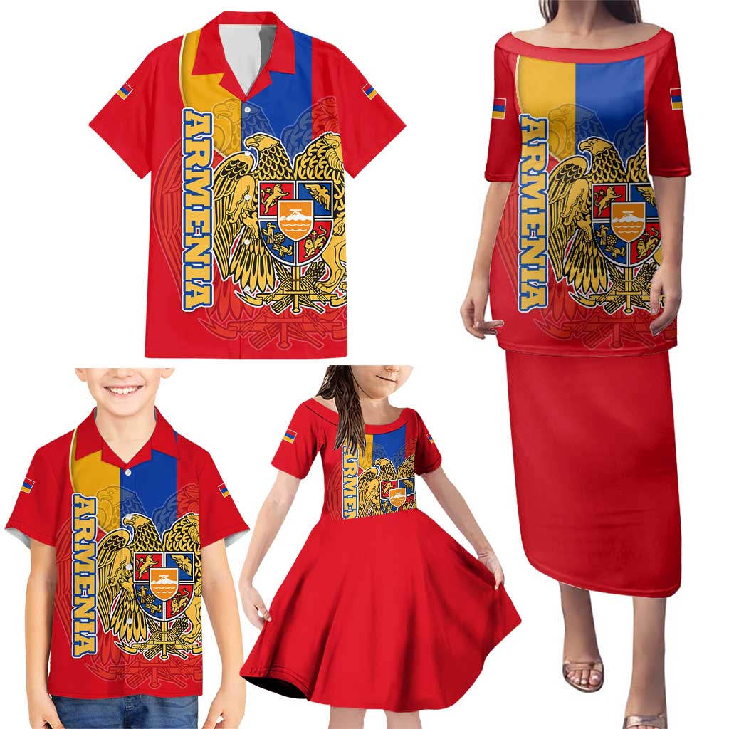 Armenia Flag Family Matching Puletasi and Hawaiian Shirt with National Coat of Arms and Map Design - Wonder Print Shop