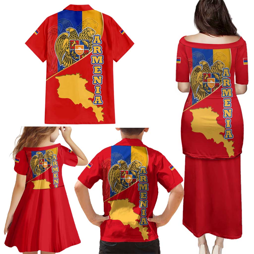 Armenia Flag Family Matching Puletasi and Hawaiian Shirt with National Coat of Arms and Map Design - Wonder Print Shop