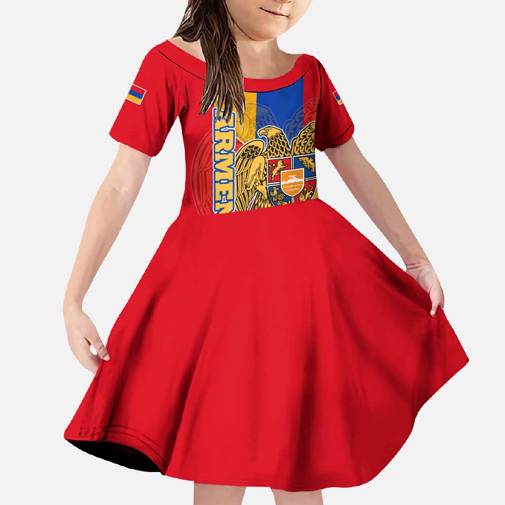 Armenia Flag Family Matching Short Sleeve Bodycon Dress and Hawaiian Shirt with National Coat of Arms and Map Design - Wonder Print Shop