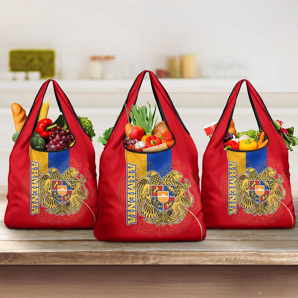 Armenia Flag Grocery Bag with National Coat of Arms and Map Design - Wonder Print Shop