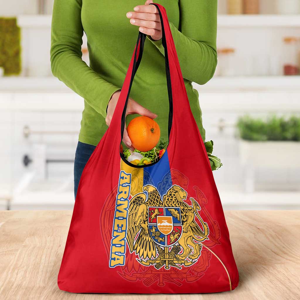 Armenia Flag Grocery Bag with National Coat of Arms and Map Design - Wonder Print Shop
