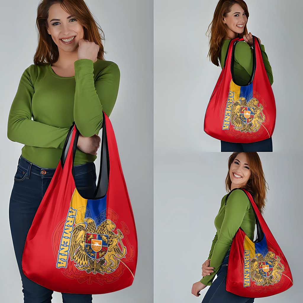 Armenia Flag Grocery Bag with National Coat of Arms and Map Design - Wonder Print Shop